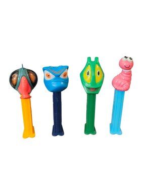 PEZ LOT 4 BUGZ Life Worm, Beetle, Fly, Grasshopper Set Used dispensers